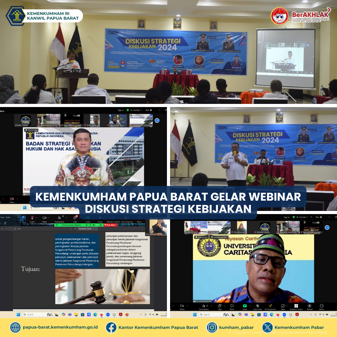 KEMENKUMHAM PAPUA BARAT GELAR WEBINAR DISKUSI STRATEGI KEBIJAKAN